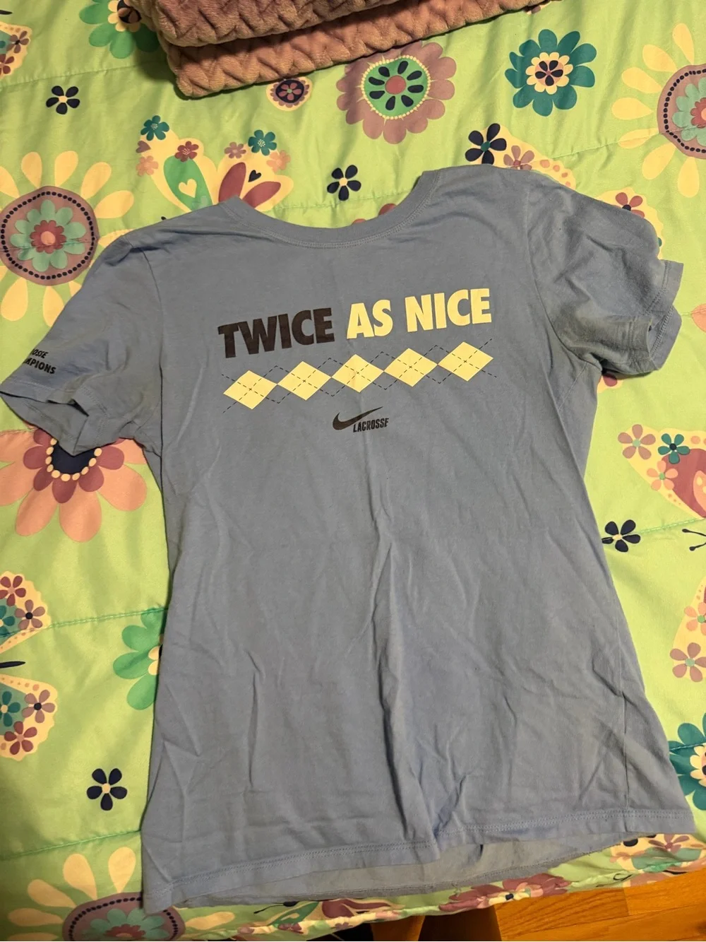 Nike Women's Short Sleeve Tee Blue with Yellow Graphic